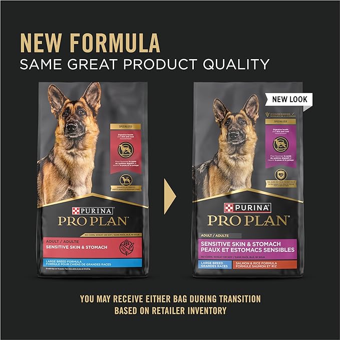 Purina Pro Plan Sensitive Skin and Stomach Dog Food Large Breed Salmon and Rice Formula - 34 Pound (Pack of 1)