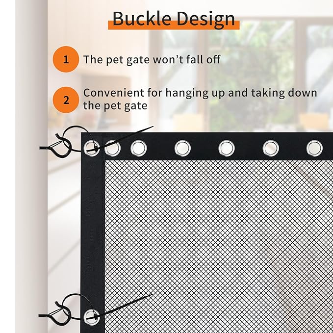 NWK 98’’ to 120’’Extra Wide Adjustable Pet Gate, 30’’ Tall, Mesh Pet Gate for The House Stairs Providing a Safe Enclosure for Pets to Play and Rest (Extra wide)