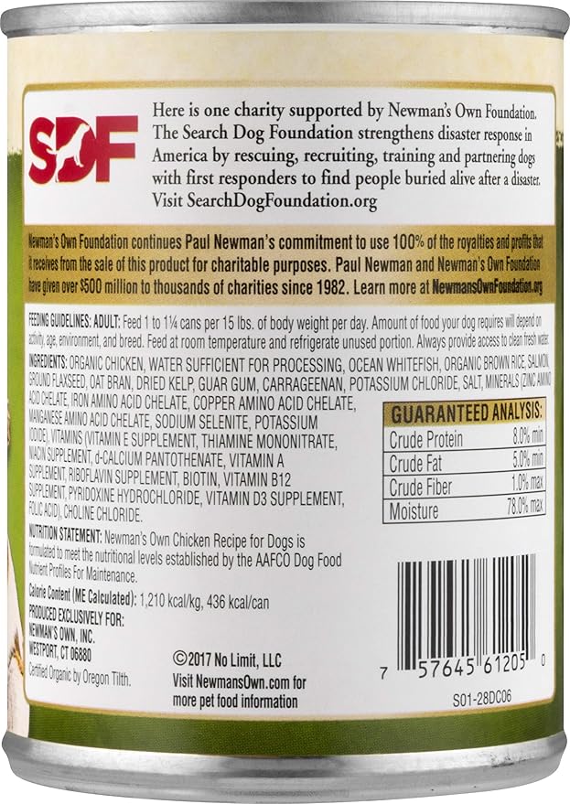 Newman'S Own Chicken Formula For Dogs, 12.7-Ounce Cans (Pack Of 12)