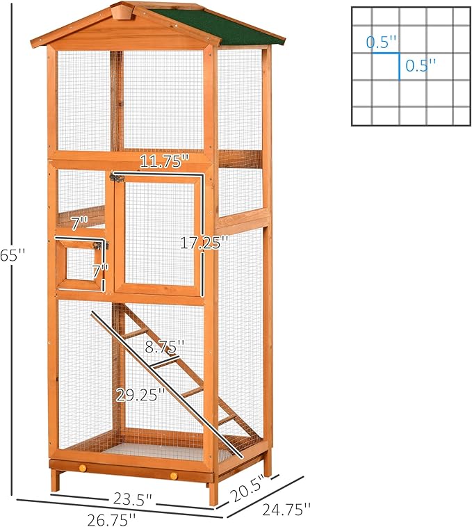 NicBex 65" Metal Bird Cage, Large Parakeet Cages with Stand,Pet Flight Birdcage for Parrot Lovebirds Finches Parakeets Budgie Parrotlet Conures,with Pull Out Tray and 2 Doors,Orange