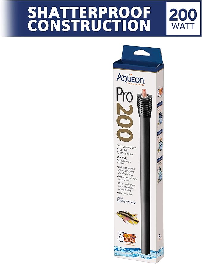 Aqueon Adjustable Pro Aquarium Heater, 200W