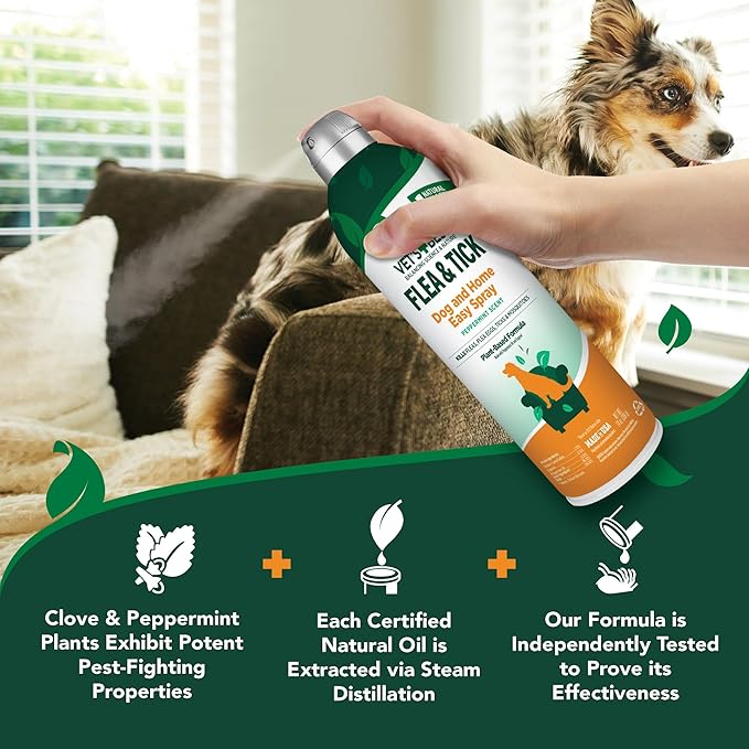 Vet's Best Flea and Tick Home Spray - Dog Flea and Tick Treatment for Home - Plant-Based Formula - Certified Natural Oils - 14 oz