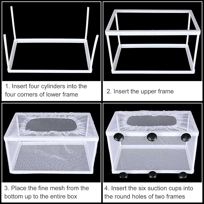 8PCS Fish Breeder Box for Fish Tank, Net Aquarium Fish Isolation Breeding Box Nylon Mesh Acclimation Hatchery Incubator for Baby Fishes Guppy Fish Fries Shrimp Clownfish Juvenile Betta Platy