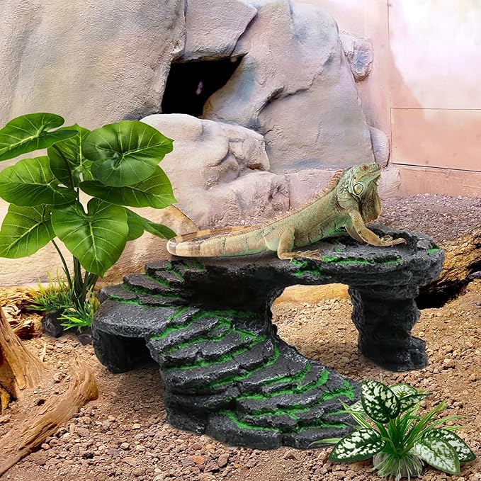 Reptile Artificial Plants, Terrarium Plants Decorations Supplies, Aquarium Fish Tank Plant, Amphibian Habitat Hideout Tank Accessories (M Set-2pcs/D)