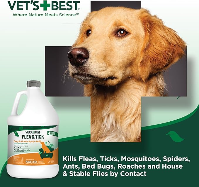 Vet's Best Flea and Tick Home Spray | Flea Treatment for Dogs and Home | Flea killer with Certified Natural Oils | 96 Ounces Refill