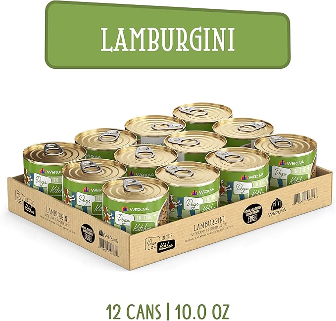 Weruva Dogs in The Kitchen, Lamburgini with Lamb & Pumpkin Wet Dog Food, 10oz Can (Pack of 12)