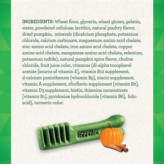 Greenies Pumpkin Spice Flavor Large Size, Veterinarian-Recommended for Dental Care, Dog Treat Chews, Limited Edition, 12 oz., Pack of 8