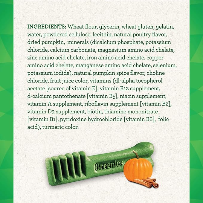 Greenies Pumpkin Spice Flavor Regular Size, Veterinarian-Recommended for Dental Care, Dog Treat Chews, Limited Edition, 12 oz., Pack of 24