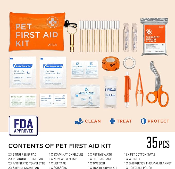 Dog First Aid Kit - Pet Emergency Kit Dog Travel kit for - Water Resistant High Visibility Reflective First Aid Pouch Dog Camping Essentials for Pets for Hiking, Backpacking, Sports, Hunting