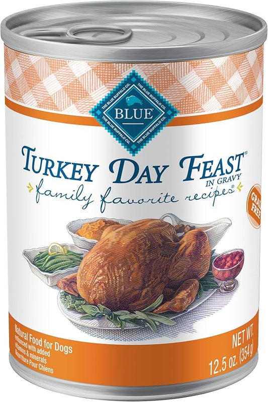 Blue Buffalo Family Favorites Adult Wet Dog Food, Made with Natural Ingredients, Turkey Day Feast, 12.5-oz. Can (Pack of 12)