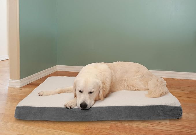 Furhaven Orthopedic Dog Bed for Large Dogs w/ Removable Washable Cover, For Dogs Up to 95 lbs - Sherpa & Suede Mattress - Gray, Jumbo/XL