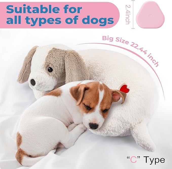 Heartbeat Toy Heartbeat Stuffed Animal for Dogs, Heartbeat Puppy Toy for Anxiety Relief Calming Aid, Heartbeat Stuffed Toy for Behavioral Aid Crate Kennel Training, Puppy Essentials White