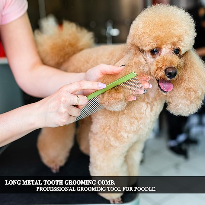 Professional Dog Grooming Comb For Shedding Tangles,Knots,Mats.Metal Dog Comb with Long and Wide Tooth Metal Comb for Long Hair Dogs and Cats.No Hurt Pets Skin.7.5INCHES.(Gold)-1PC