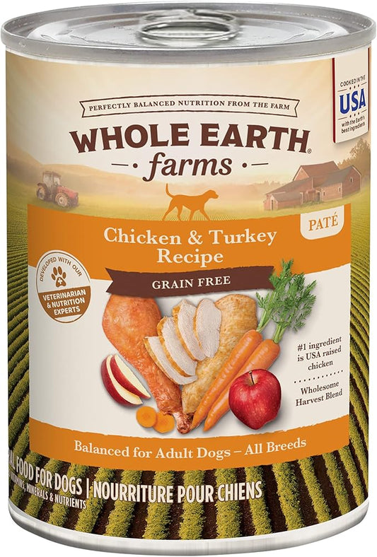 Whole Earth Farms Grain Free Chicken and Turkey Recipe Canned Dog Food - 12.7 oz Can