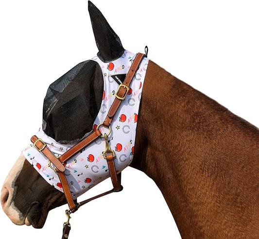 TGW RIDING Horse Fly Mask Super Comfort Horse Fly Mask Elasticity Fly Mask with Ears We Only Make Products That Horses Like (White, M)