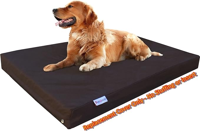 Dogbed4less XL 1680 Ballistic Heavy Duty Dog Pet Bed External Zipper Duvet Cover - Replacement cover only, 40X35X4 Inches, Seal Brown