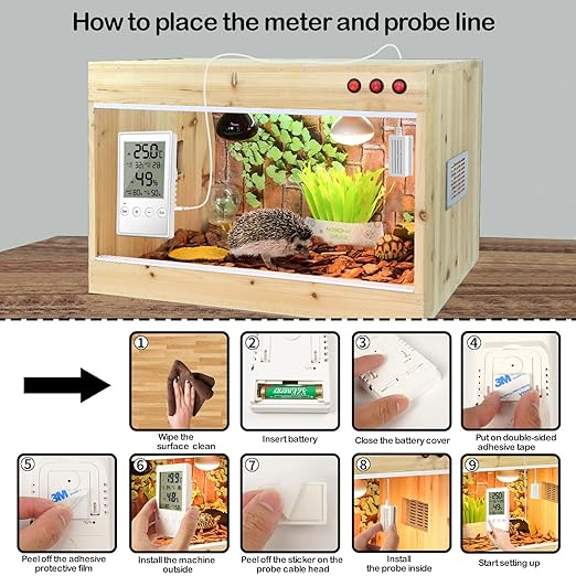 Reptile Terrarium Hygrometer Thermometer with in/Out Temperature Humidity Alarm, Digital Thermometer and Humidity Gauge with Probe for Reptile Tanks Humidor Incubator Greenhouse (AL5-2PCS)