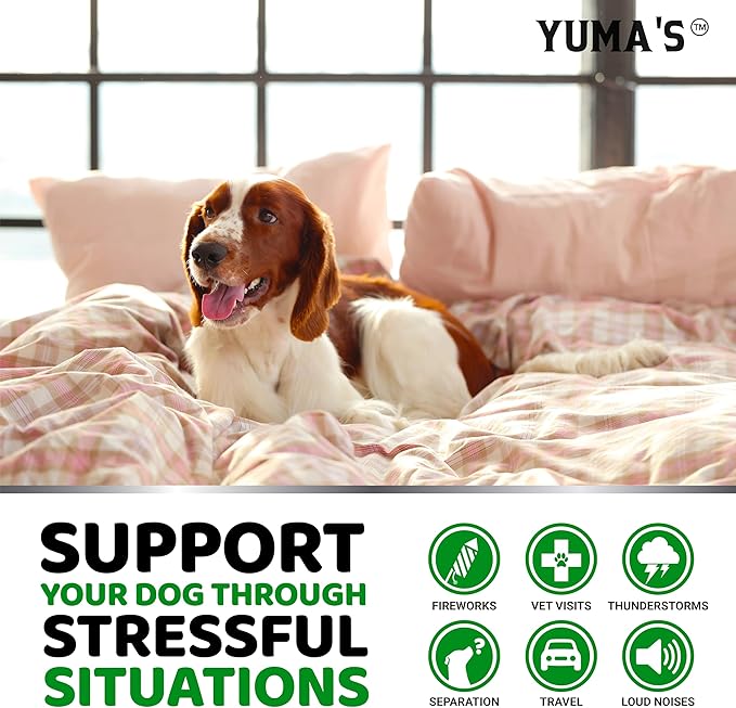 YUMA'S Hemp Calming Chews for Dogs - Advanced Dog Calming Treats - Dog Calming Chews - 170 Chews - Anxiety Relief Treats - Separation Aid, Barking, Stress Relief, Thunderstorms - Melatonin - Hemp Oil