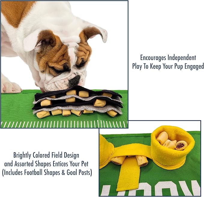 NFL New England Patriots Pet Snuffle Mat, Football Field Feeding Game, Interactive Dog Sniffing Food Puzzle Mat Toy, Pet Foraging Mat, Slow Feeding Healthy Cat, Pet Treat Puzzle