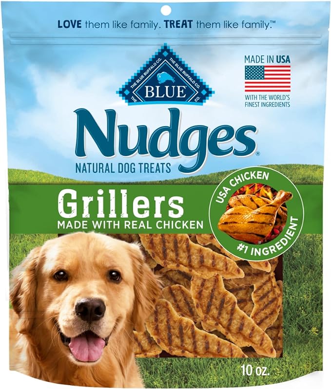 Blue Buffalo Nudges Grillers Natural Dog Treats Made with Real Chicken, Made in the USA, Chicken, 10-oz. Bag