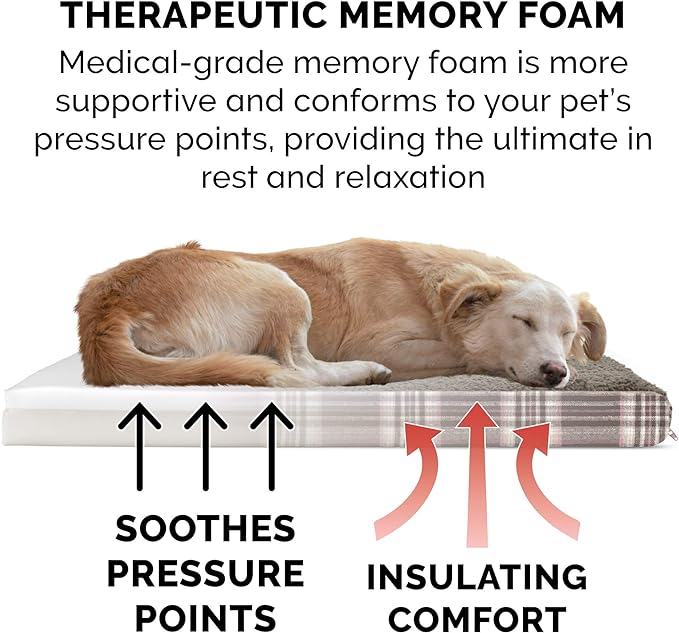 Furhaven Memory Foam Dog Bed for Small Dogs w/ Removable Washable Cover, For Dogs Up to 20 lbs - Sherpa & Plaid Flannel Deluxe Mattress - Java Brown, Small