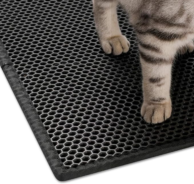 Pieviev Cat Litter Mat Double Layer Waterproof Urine Proof Trapping Mat 1 Pack (Black, 30x24 Inch (Pack of 1))