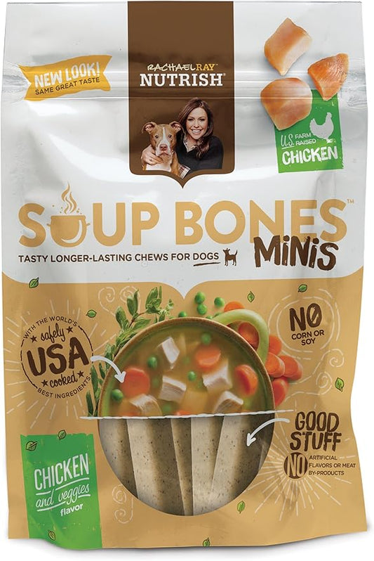 Rachael Ray Nutrish Soup Bones Minis Dog Treats, Real Chicken & Veggies Flavor, 6 Bones, 4.2 Ounces