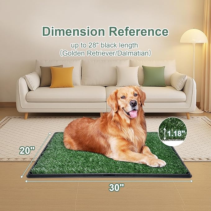 Dog Grass Pet Loo Indoor/Outdoor Portable Potty, Artificial Grass Patch Bathroom Mat and Washable Pee Pad for Puppy Training, Full System with Trays (Pet Training Tray, 20"x30")