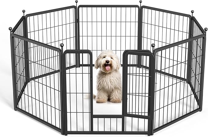 Simple Deluxe Dog Playpen Outdoor, Portable Dog Playpen for Yard, Travel, Camping, 24 Inch 8 Panels Heavy Duty Dog Pen for Puppies/Small Dogs, Black