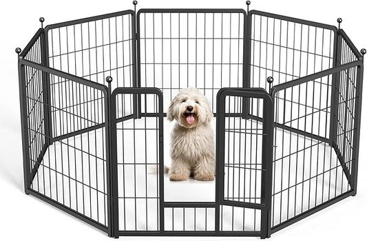 Simple Deluxe Dog Playpen Outdoor, Portable Dog Playpen for Yard, Travel, Camping, 24 Inch 8 Panels Heavy Duty Dog Pen for Puppies/Small Dogs, Black