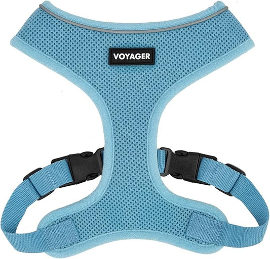 Aerolite No Pull Mesh Dog Harness with Lightweight, Soft, Breathable Chest Coverage, Reflective Stitching, and Adjustable Straps for Walking, Running, Training, Heavy Duty and Durable - Baby Blue, L