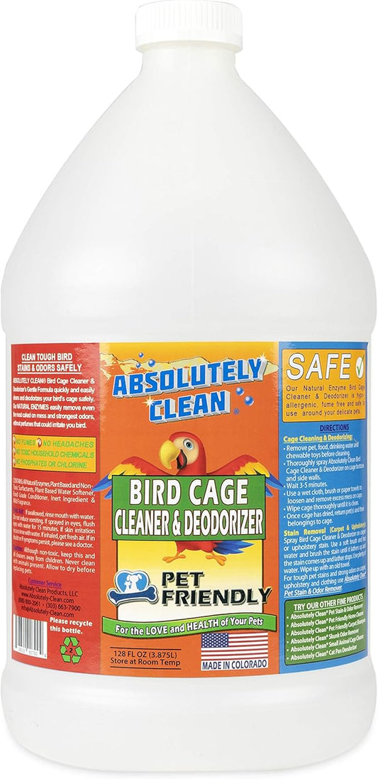 Amazing Bird Cage Cleaner and Deodorizer - Just Spray/Wipe - Safely & Easily Removes Bird Messes Quickly and Easily - Made in The US 128oz Gallon