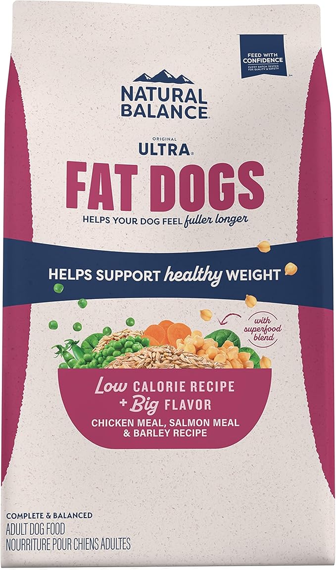 Natural Balance Original Ultra Fat Dogs Chicken Meal, Salmon Meal & Barley Recipe Low Calorie Dry Dog Food, 11 Pounds