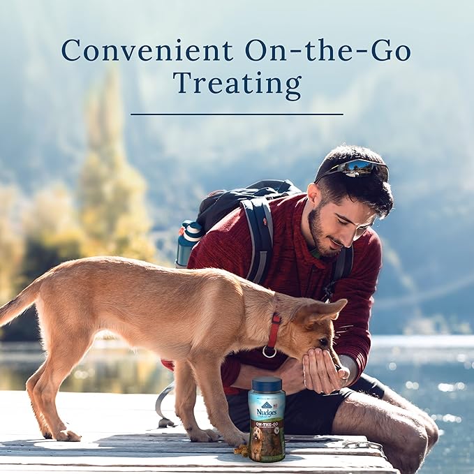 Blue Buffalo Nudges On The Go Natural Dog Treats, Chicken and Pork 5.5oz Reusable Container