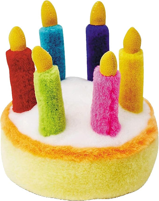 Multipet Plush 5.5-Inch Musical Birthday Cake Dog Toy (1 Count), All Breed Sizes