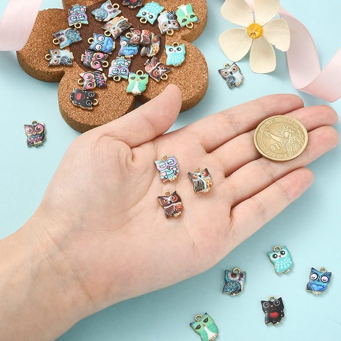 LiQunSweet 30 Pcs 10 Styles Printed Halloween Bird Charms Mixed Shape Owl Charms for DIY Embellishments Crafts Decoration Supplies