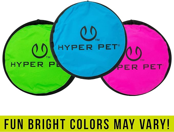 Hyper Pet Flippy Flopper Dog Frisbee Interactive Dog Toys [Flying Disc Dog Fetch Toy – Floats in Water & Safe on Teeth] (Colors Will Vary), Multicolor, 9"