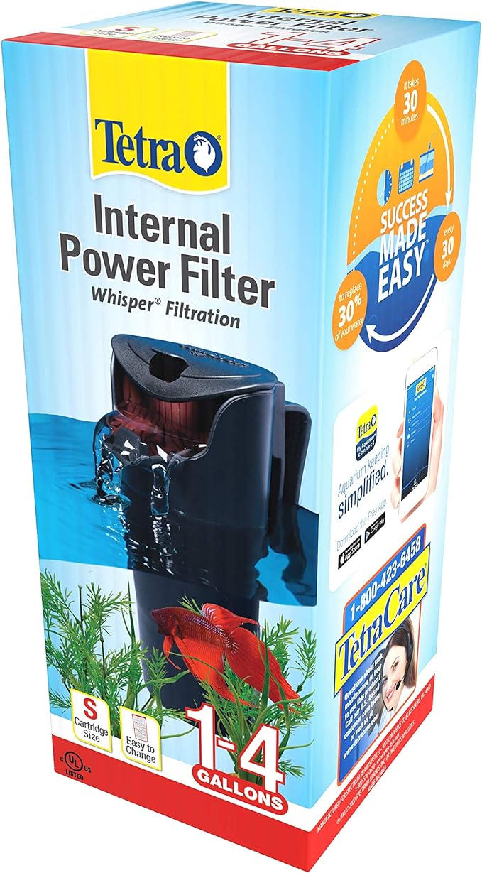 Tetra Whisper 4 Gallon Internal Power Filter, Filtration for 4 Gallon Aquariums