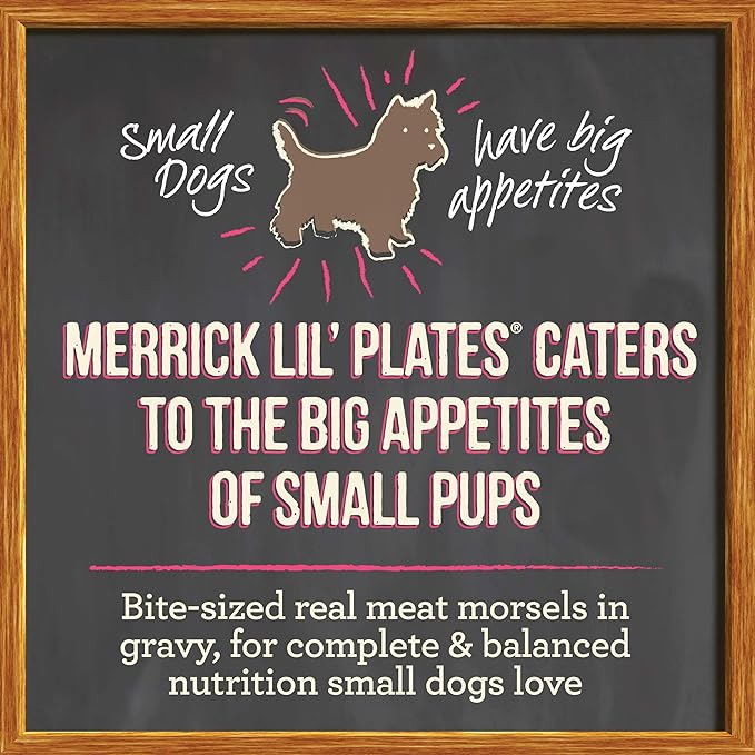 Merrick Lil’ Plates Grain Free And Gluten Free Natural Wet Dog Food For Small Dogs, Soft Petite Pot Pie Recipe - (Pack of 12) 3.5 oz. Tubs