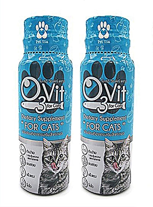 X2 Pcs(100ml) Multivitamin Daily Essential Cat Food Vitamins & Minerals Omega3, Helps Support Health, More Fat, Digestion, Skin, Coat, Allergy Immune Supplement Nourished Blood & Eye