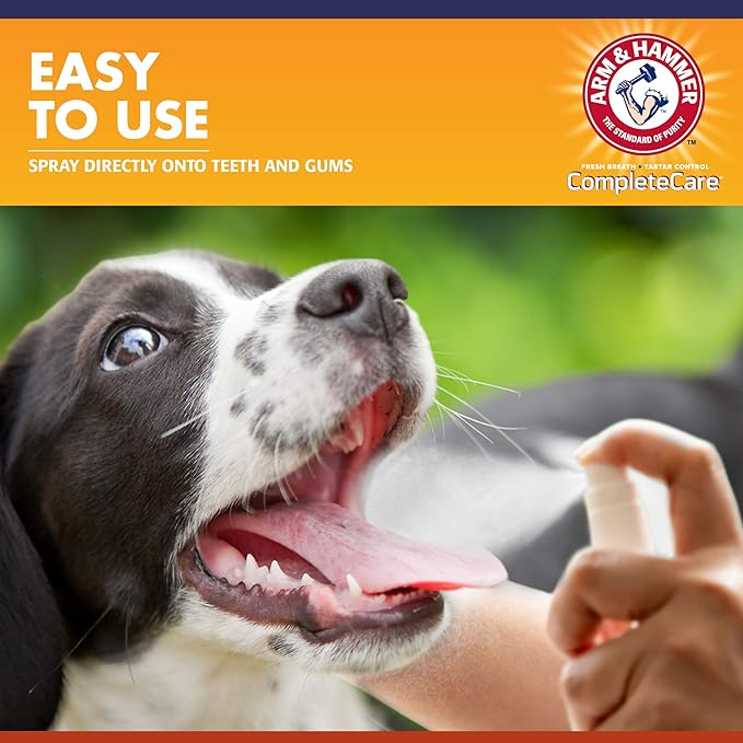 Arm & Hammer Complete Care Dog Dental Spray, 6 Fl Oz | Mint Flavor Dog Dental Spray for Easy Brushless Cleaning | Baking Soda Enhanced Formula for Fresh Breath and Tartar Control (Pack of 2)