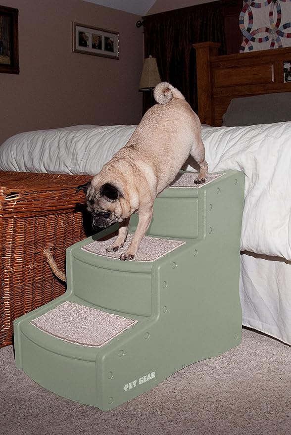 Pet Gear Easy Step III Pet Stairs, 3 Step for Cats/Dogs, Removable Washable Carpet Treads, for Pets Up to 150lbs, No Tools Required, Available in 6 Colors