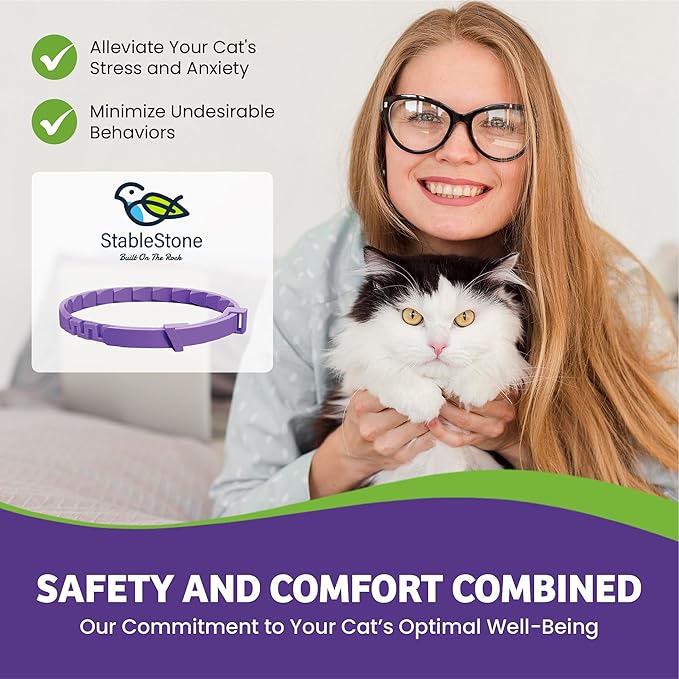 4 Pack Calming Collar for Cats, Cat Calming Collar, Calming Pheromone Collar for Cats, Cat Pheromone Collar, Cat Calming Collar for Anxiety, Efficient Relieve Anxiety Stress (4 Pack)