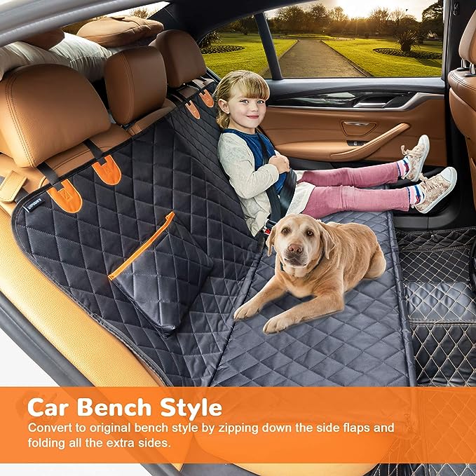 URPOWER Dog Seat Cover 100% Waterproof Hammock 600D Heavy Duty Scratch Proof Nonslip Durable Soft Pet Back Seat Covers for Cars Trucks and SUVs