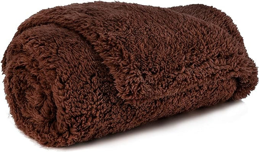 PetAmi Fluffy Waterproof Dog Blanket for Small Medium Dogs, Soft Warm Pet Sherpa Throw Pee Proof Couch Cover, Reversible Cat Puppy Bed Blanket Sofa Protector, Plush Washable Pad (Brown, 24x32)