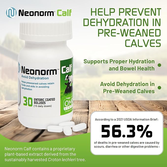 Jaguar Animal Health Neonorm Calf - Enteric Coated Supplement Boluses for Proper Hydration & Bowel Health - Plant-Based Product for Pre-Weaned Calves (30 Count)