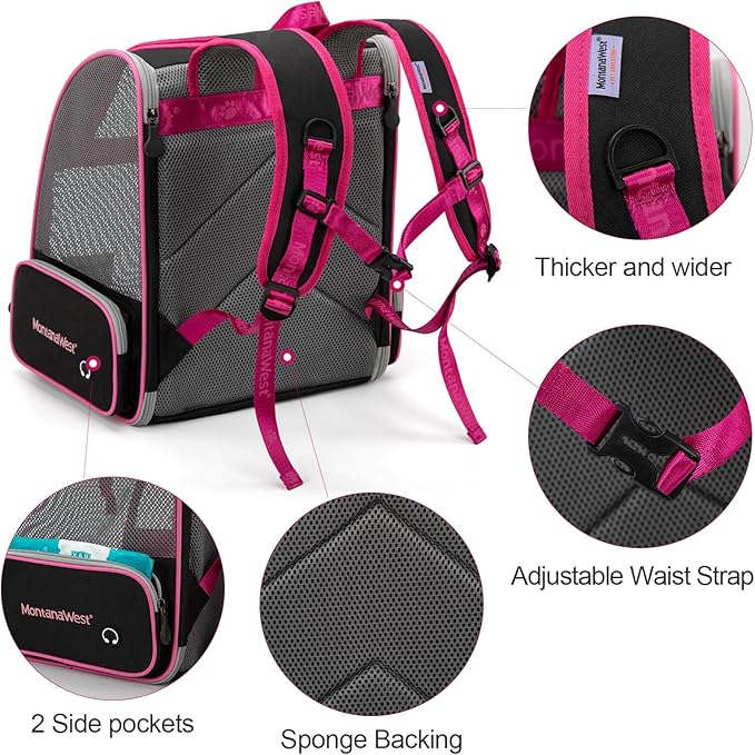 Montana West Cat Carrier Backpack for Small Medium Dog & Puppies with Breathable Mesh for Hiking Camping Backpack Travel Bag