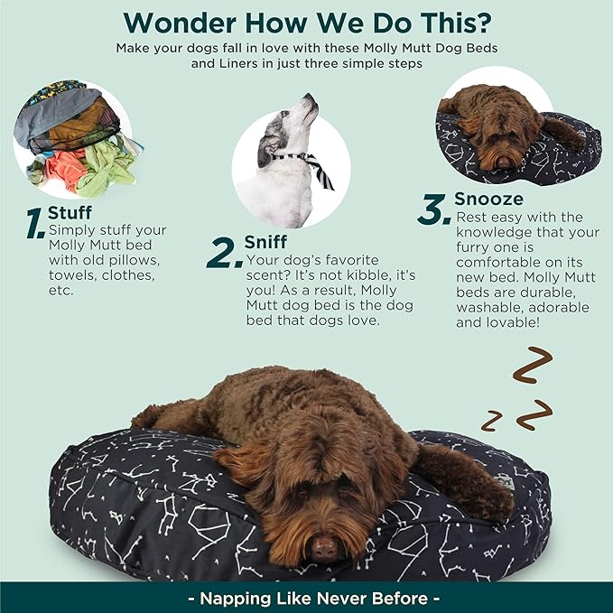 Molly Mutt Medium to Large Dog Bed Cover - Rocketman Print - Measures 27”x36”x5’’ - 100% Cotton - Durable - Breathable - Sustainable - Machine Washable Dog Bed Cover