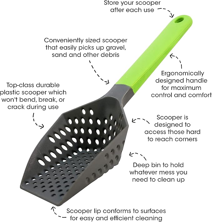 Cold Life Easy to Clean Sifting Litter Scoop Shovel for Small Pets Or Reptile Terrarium Sand Waste,Green,9 inches