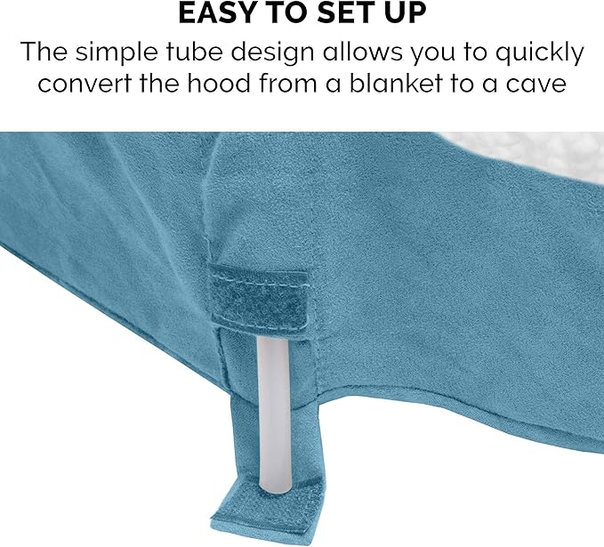 Furhaven 26" Round Memory Foam Dog Bed for Medium/Small Dogs w/ Removable Washable Cover, For Dogs Up to 30 lbs - Sherpa & Suede Snuggery - Blue, 26-inch